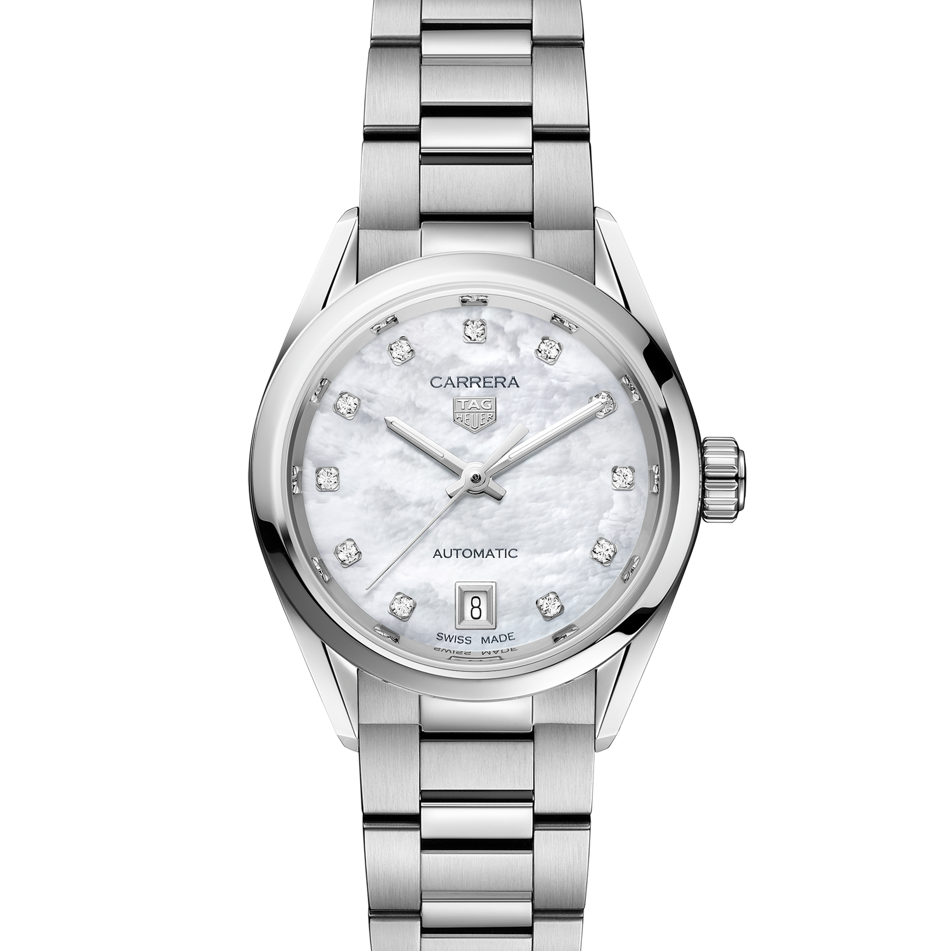 Unworn TAG Heuer Carrera Calibre 9 Date, Stainless Steel and Diamonds, 29mm, Ref# WBN2412.BA0621, Dial