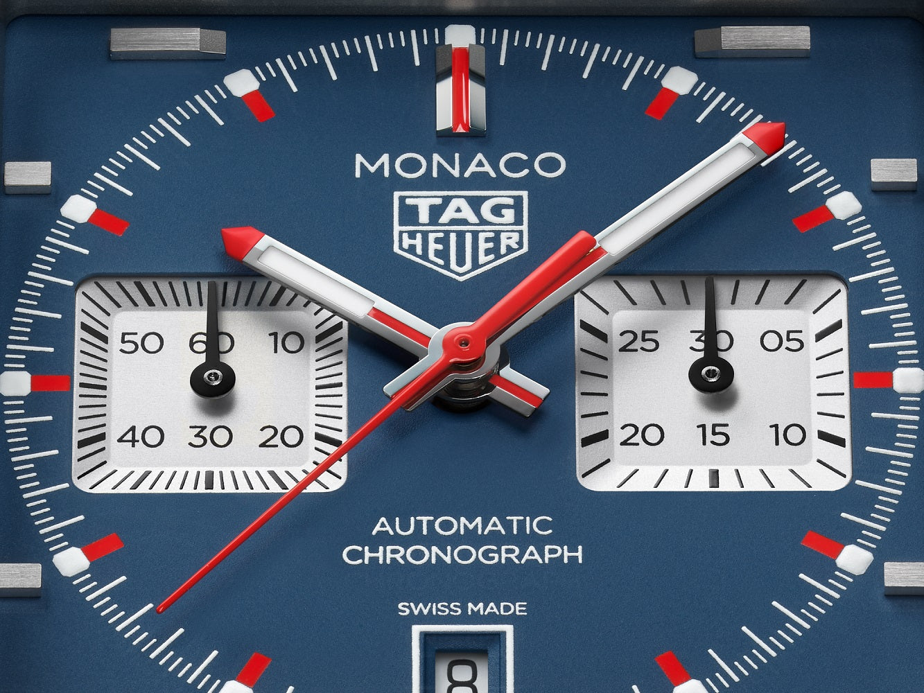 TAG Heuer Monaco Chronograph Automatic 39mm Titanium, Ref# CDW2181.FC8360, Hands and subdials
