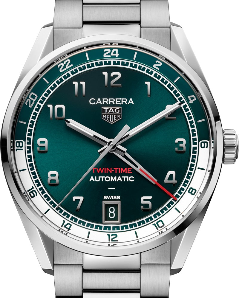 TAG Heuer Carrera Date Twin-Time, Stainless Steel, 41mm, Ref# WDA2114.BA0043,  Dial