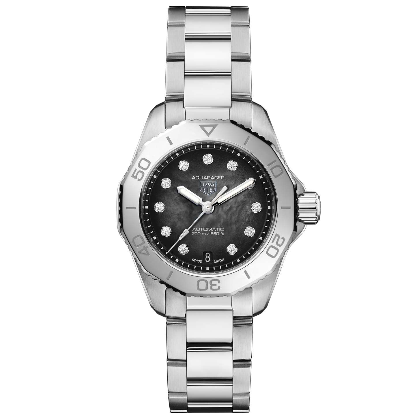 TAG Heuer Aquaracer Professional 200 Date, 30mm, Stainless Steel and 11 Diamonds, Ref# WBP2410.BA0622, Dial