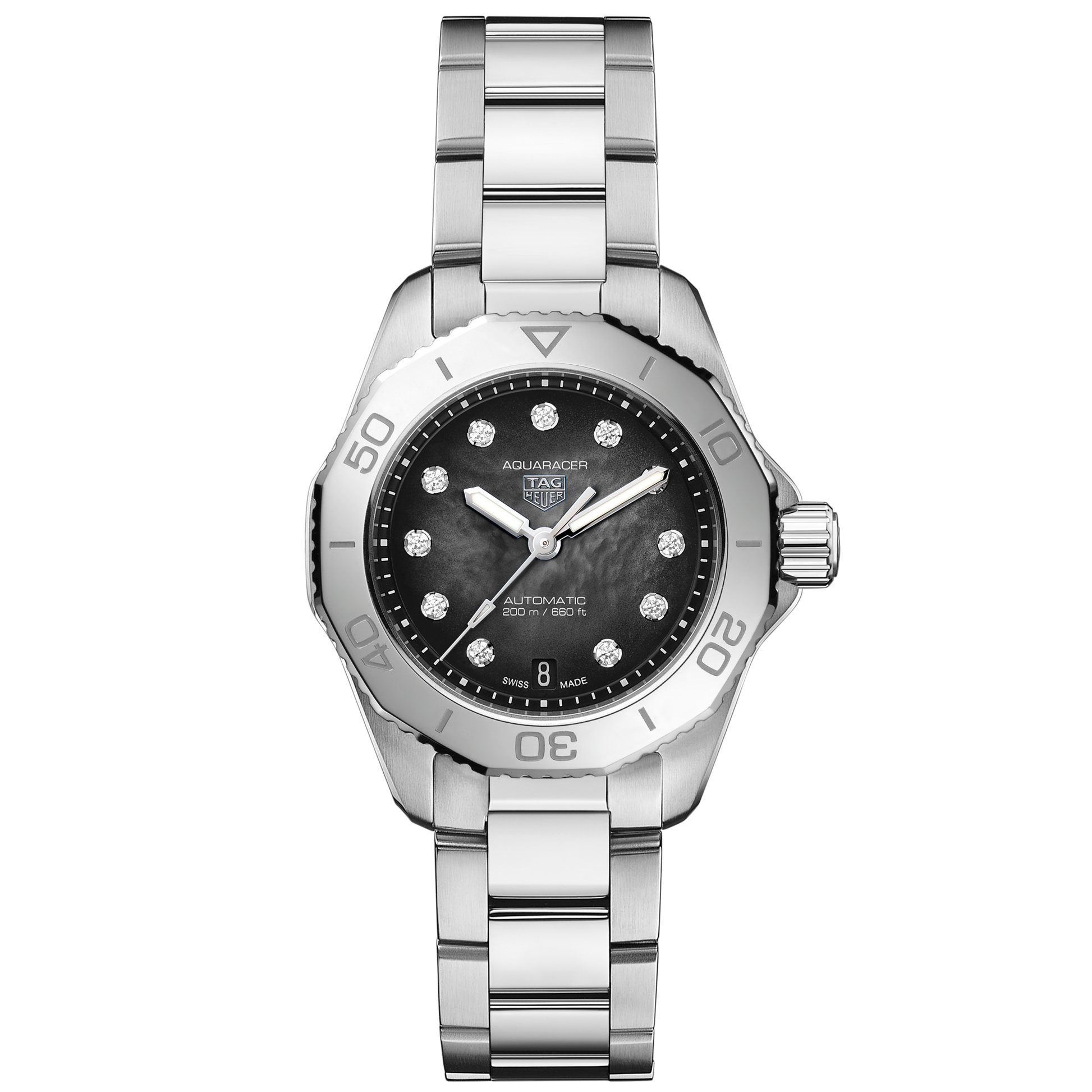TAG Heuer Aquaracer Professional 200 Date, 30mm, Stainless Steel and 11 Diamonds, Ref# WBP2410.BA0622, Dial