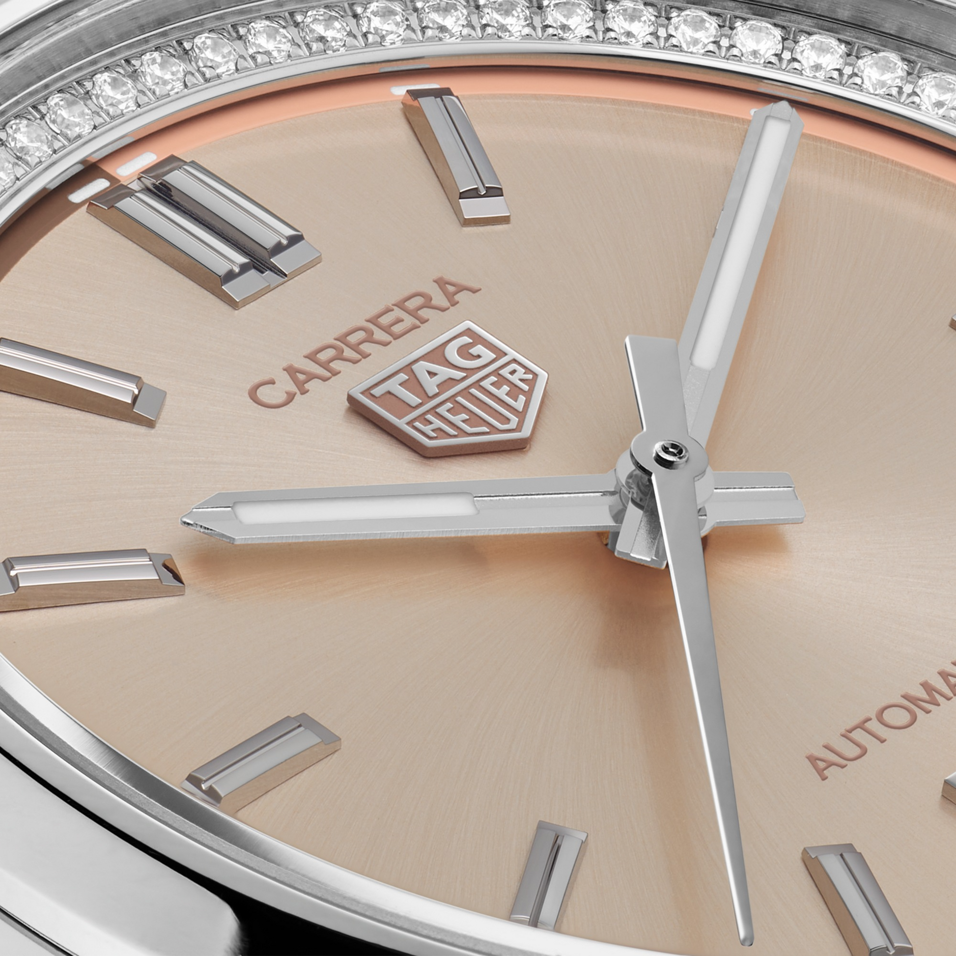 TAG Heuer Carrera Calibre 7 Date, Stainless Steel set with Diamonds, 36mm, Ref# WBN231A.BA0001, Hands and Markers