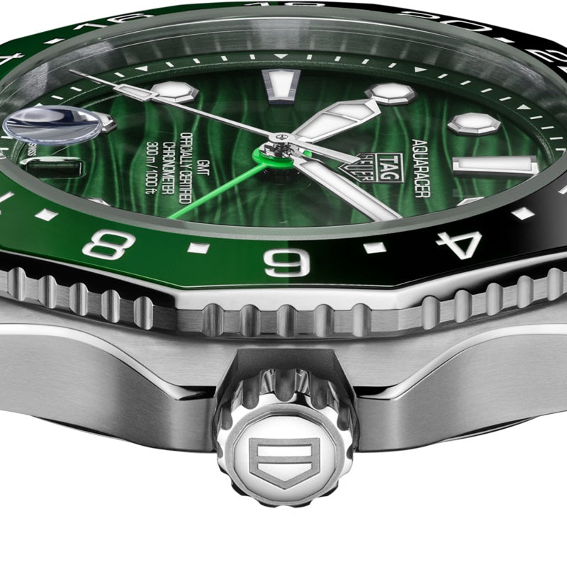 TAG Heuer Aquaracer Professional 300 GMT, Stainless Steel and Ceramic, 42mm, Ref# WBP5115.BA0013, Crown