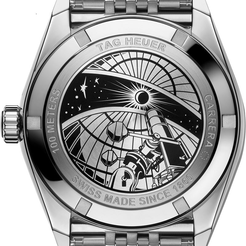 TAG Heuer Carrera Astronomer, Stainless Steel, 39mm, Ref# WBX2110.BA0044, Engraved  “space observatory” motif