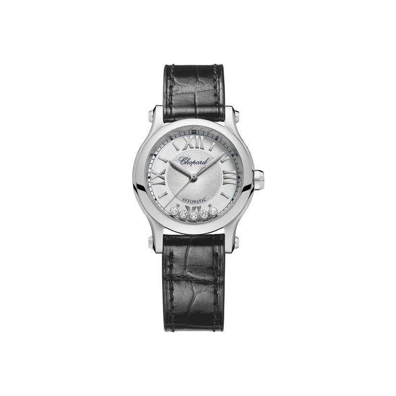 Chopard Happy Sport, Stainless Steel and 5 floating diamonds, 30mm, Ref# 278573-3011