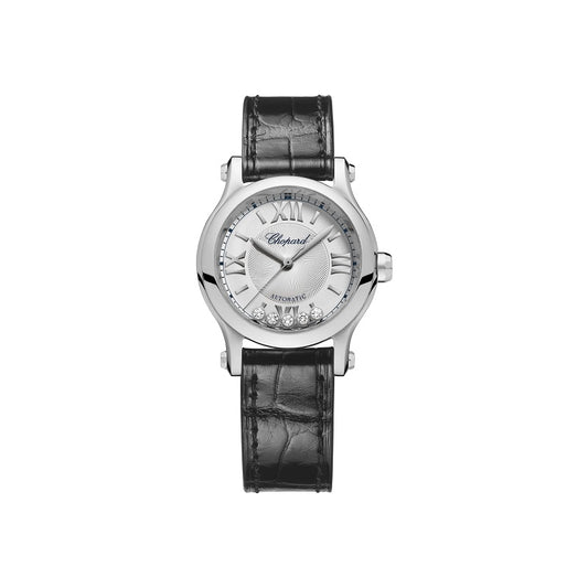 Chopard Happy Sport, Stainless Steel and 5 floating diamonds, 30mm, Ref# 278573-3011