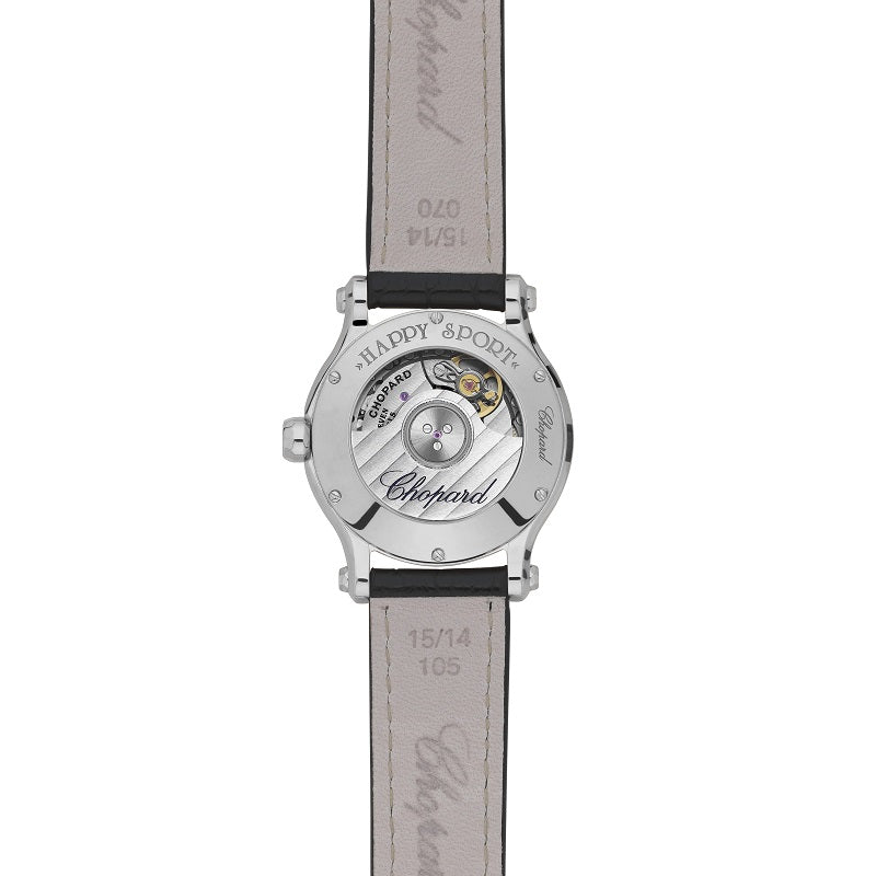 Chopard Happy Sport, Stainless Steel and 5 floating diamonds, 30mm, Ref# 278573-3011, Back