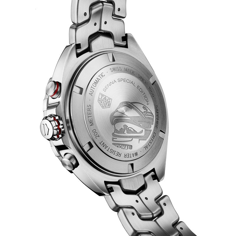 TAG Heuer Formula 1 Chronograph x Senna Special Edition, Stainless Steel and Ceramic, 44mm, Ref# CAZ201D.BA0633, back