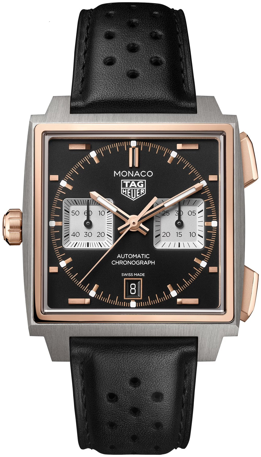 TAG Heuer Monaco Chronograph Automatic 39mm Titanium and 18k 5N Rose Gold, Ref# CDW2150.FC8360, Dial