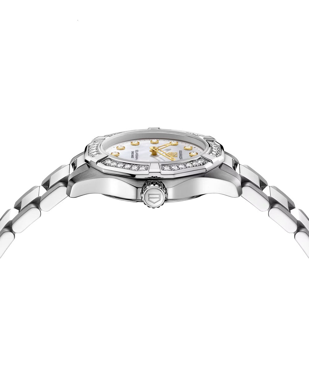 TAG Heuer Aquaracer Professional 100 Solargraph, Stainless Steel and Diamonds set, Solar Quartz, 28 mm, Ref# WBP141J.BA0049, Side