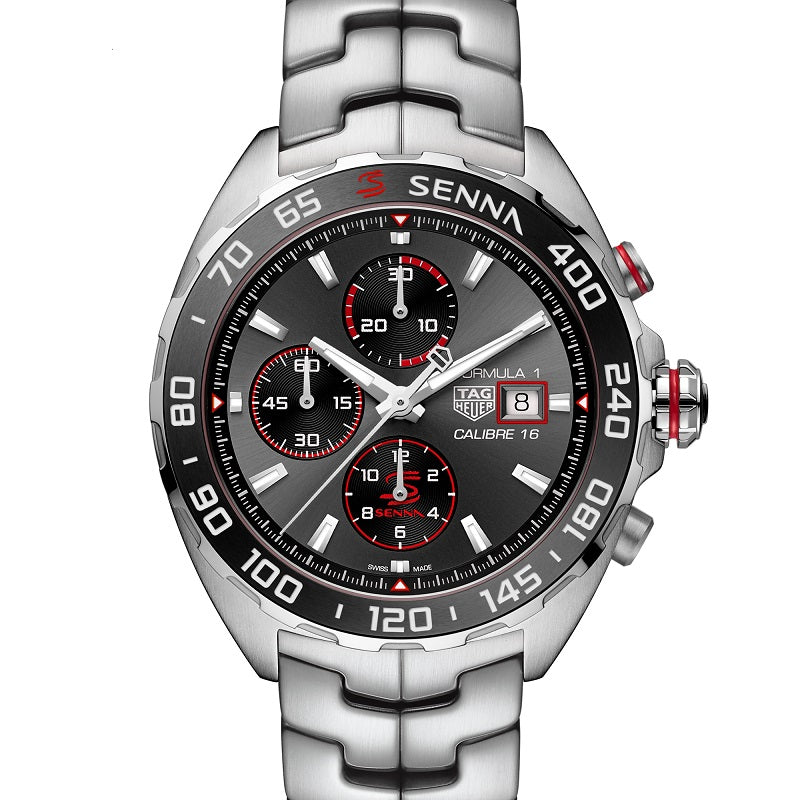 TAG Heuer Formula 1 Chronograph x Senna Special Edition, Stainless Steel and Ceramic, 44mm, Ref# CAZ201D.BA0633, Dial