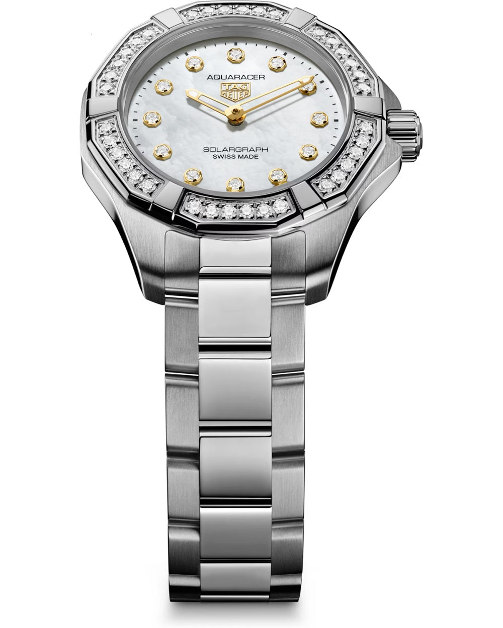 TAG Heuer Aquaracer Professional 100 Solargraph, Stainless Steel and Diamonds set, Solar Quartz, 28 mm, Ref# WBP141J.BA0049, Main view