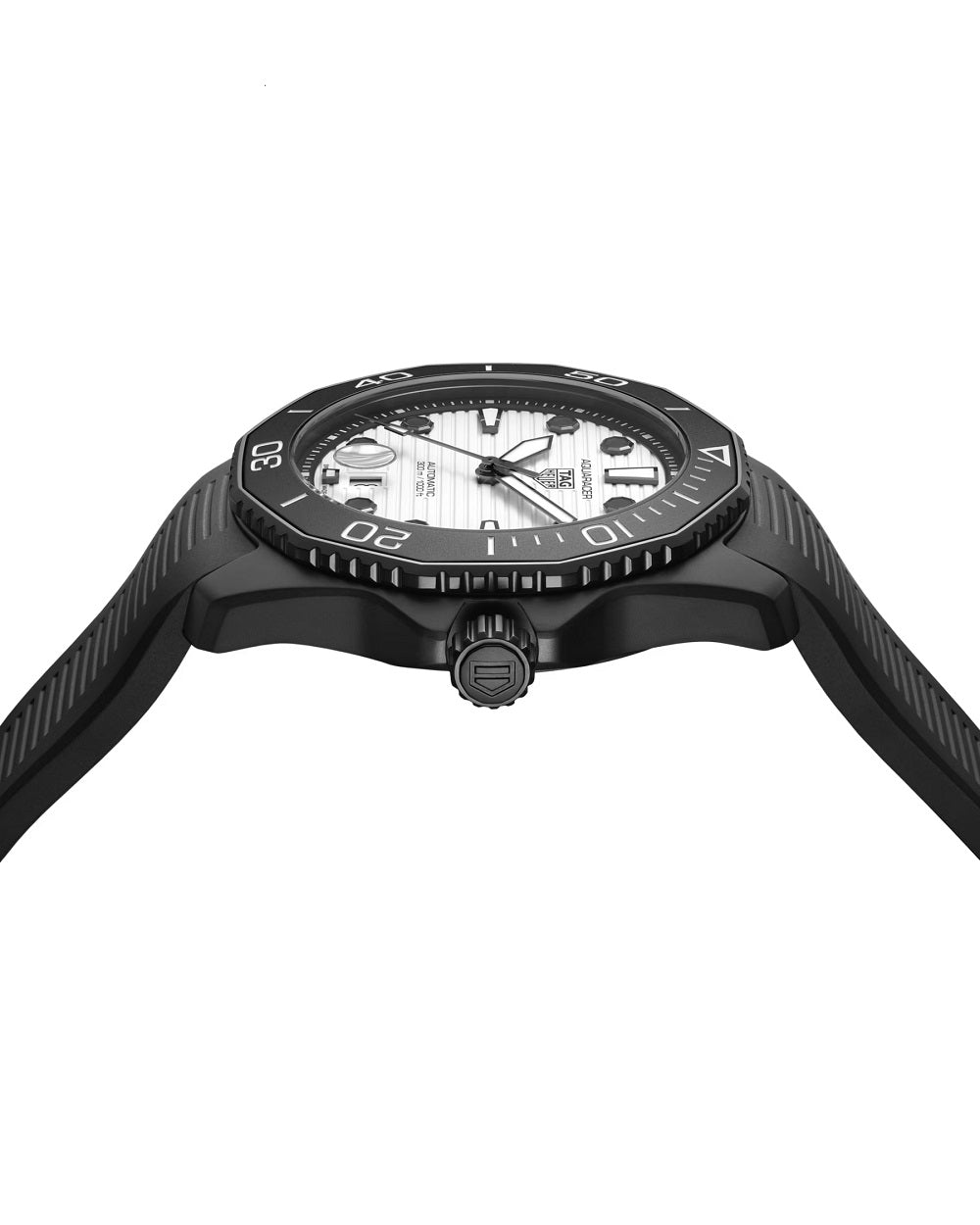 TAG Heuer Aquaracer Professional 300 Date, Black DLC coated Stainless Steel with Black Ceramic, 43mm, Ref# WBP201D.FT6197, Side