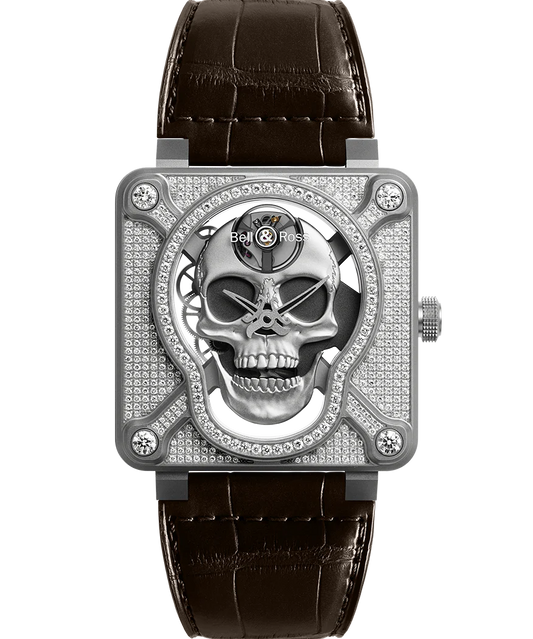 Bell & Ross BR01 Laughing Skull Full Diamond, Stainless Steel, 46mm, Ref# BR01-SKULL-SK-FLD