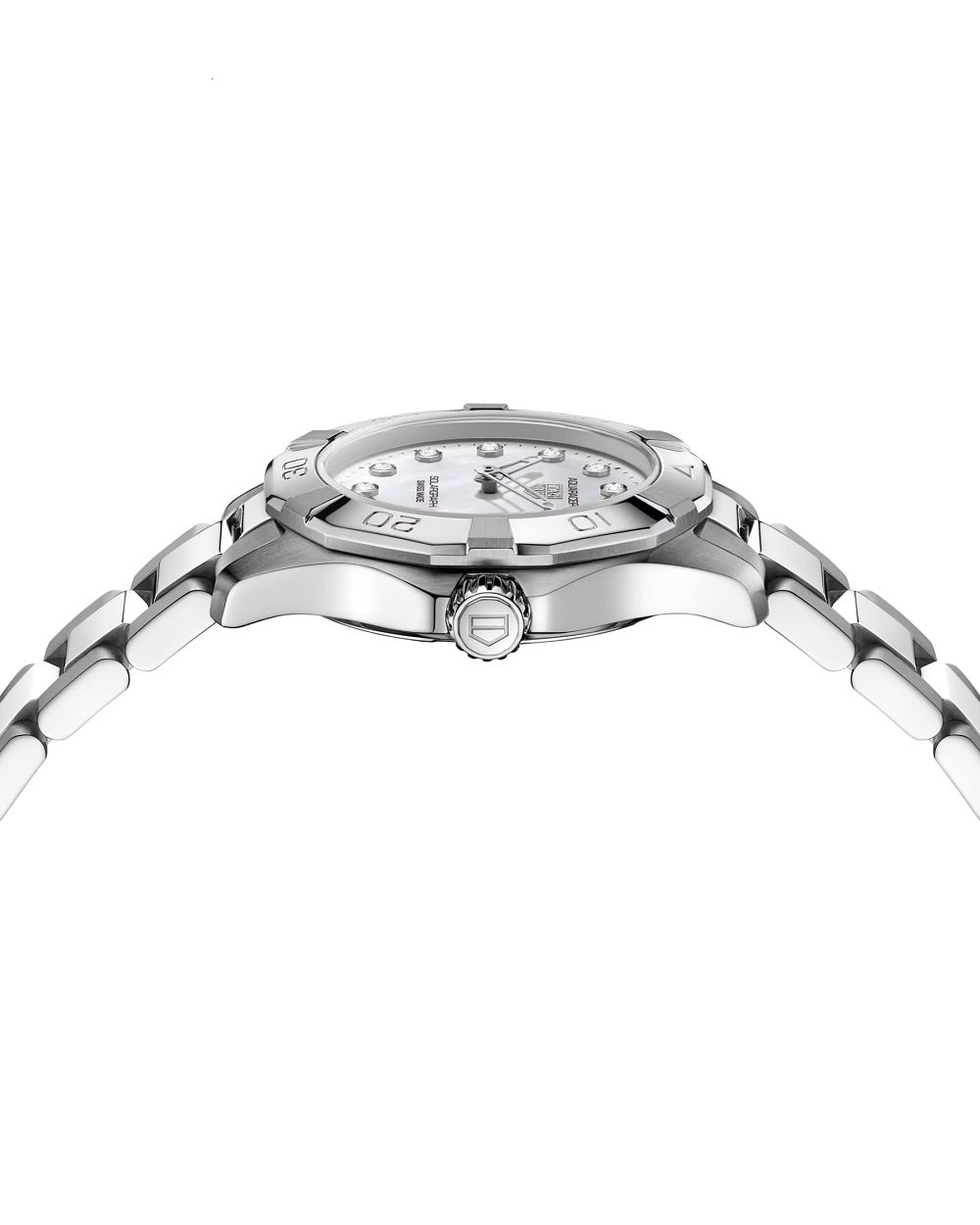TAG Heuer Aquaracer Professional 100 Solargraph, Stainless Steel and Diamonds set, Solar Quartz, 28 mm, Ref# WBP141H.BA0049, Side
