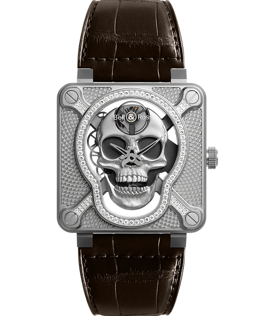 Bell & Ross BR01 Laughing Skull Full Diamond, Stainless Steel, 46mm, Ref# BR01-SKULL-SK-LGD