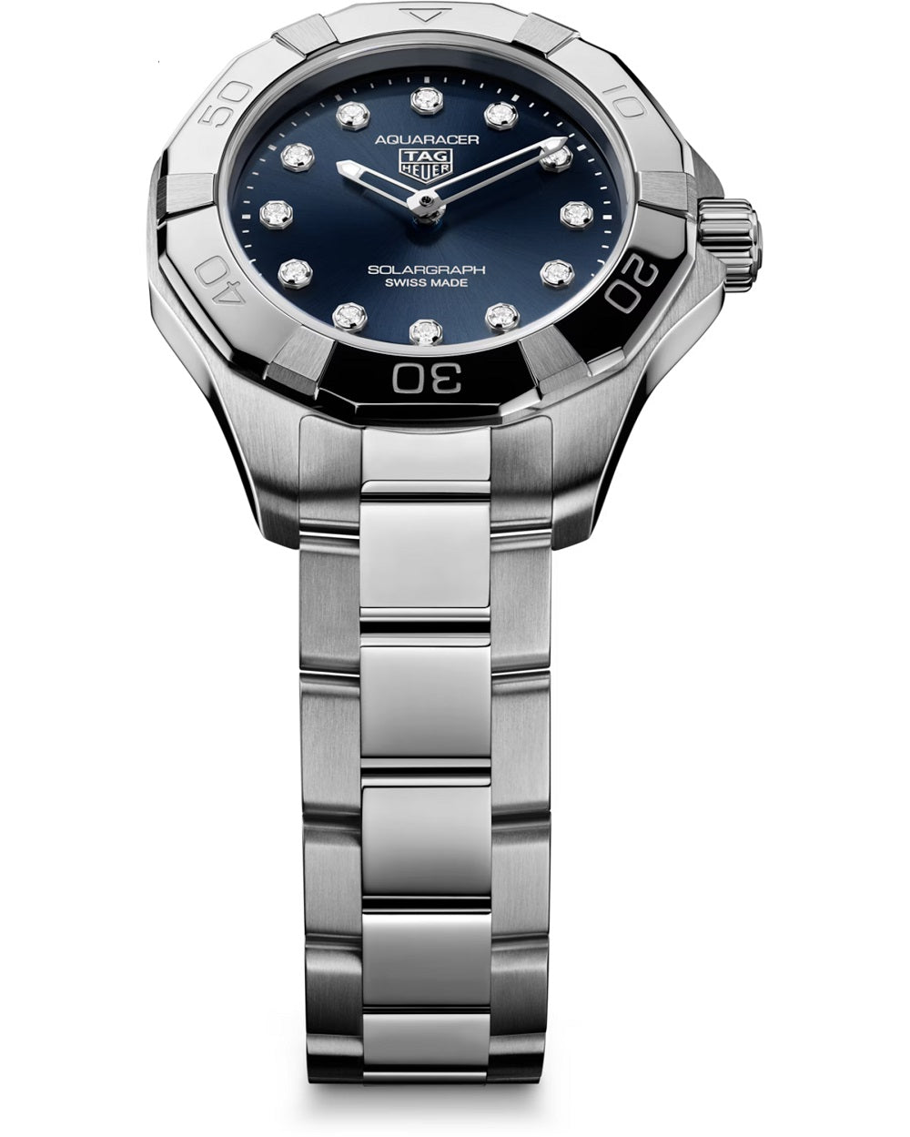 TAG Heuer Aquaracer Professional 100 Solargraph, Stainless Steel and Diamonds set, Solar Quartz, 28 mm, Ref# WBP141E.BA0049, Main vew
