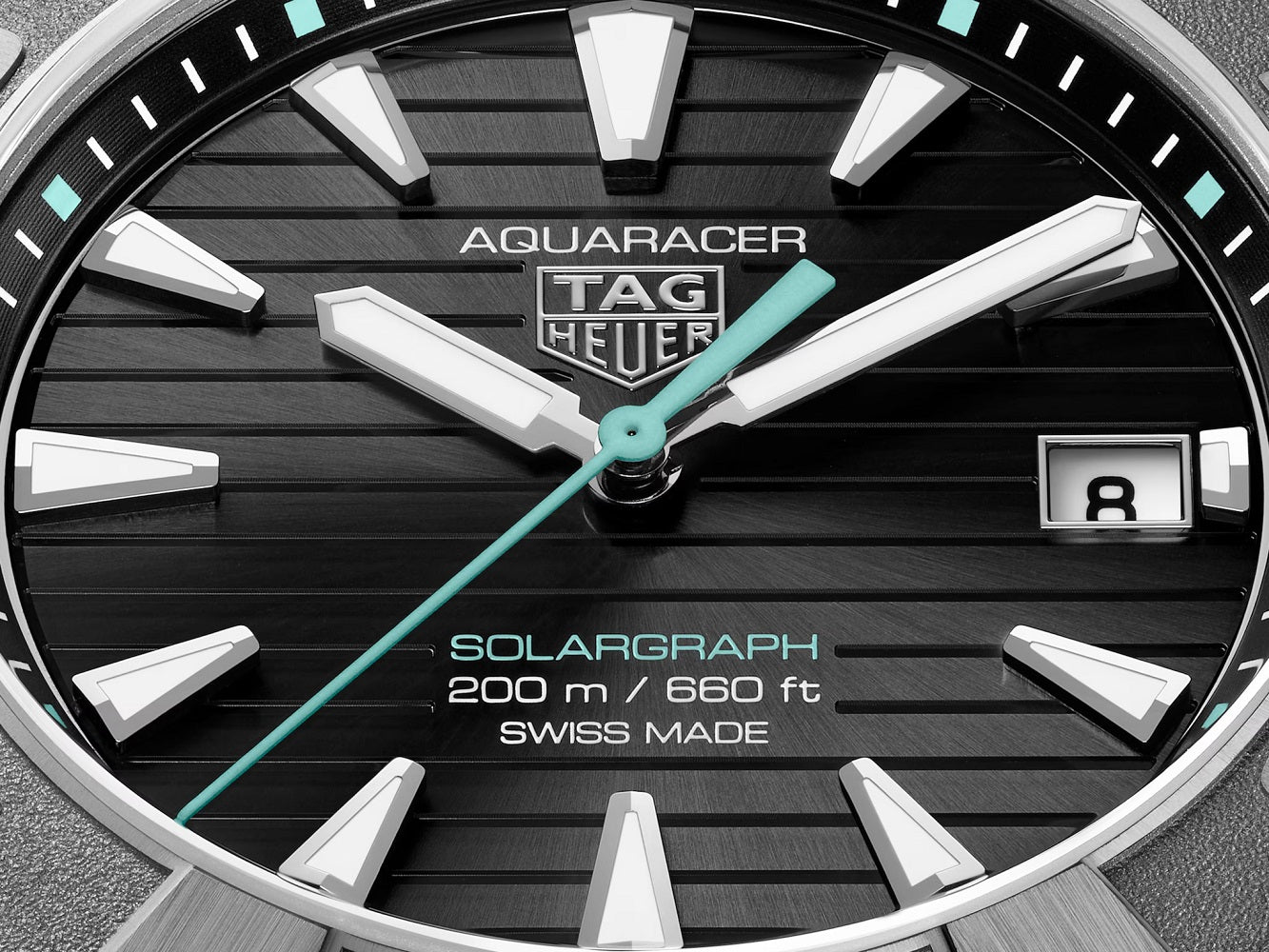 TAG Heuer Aquaracer Professional 200 Solargraph, Solar Quartz, Titanium, 40mm, Ref# WBP1184.BF0008, Hands and indexes
