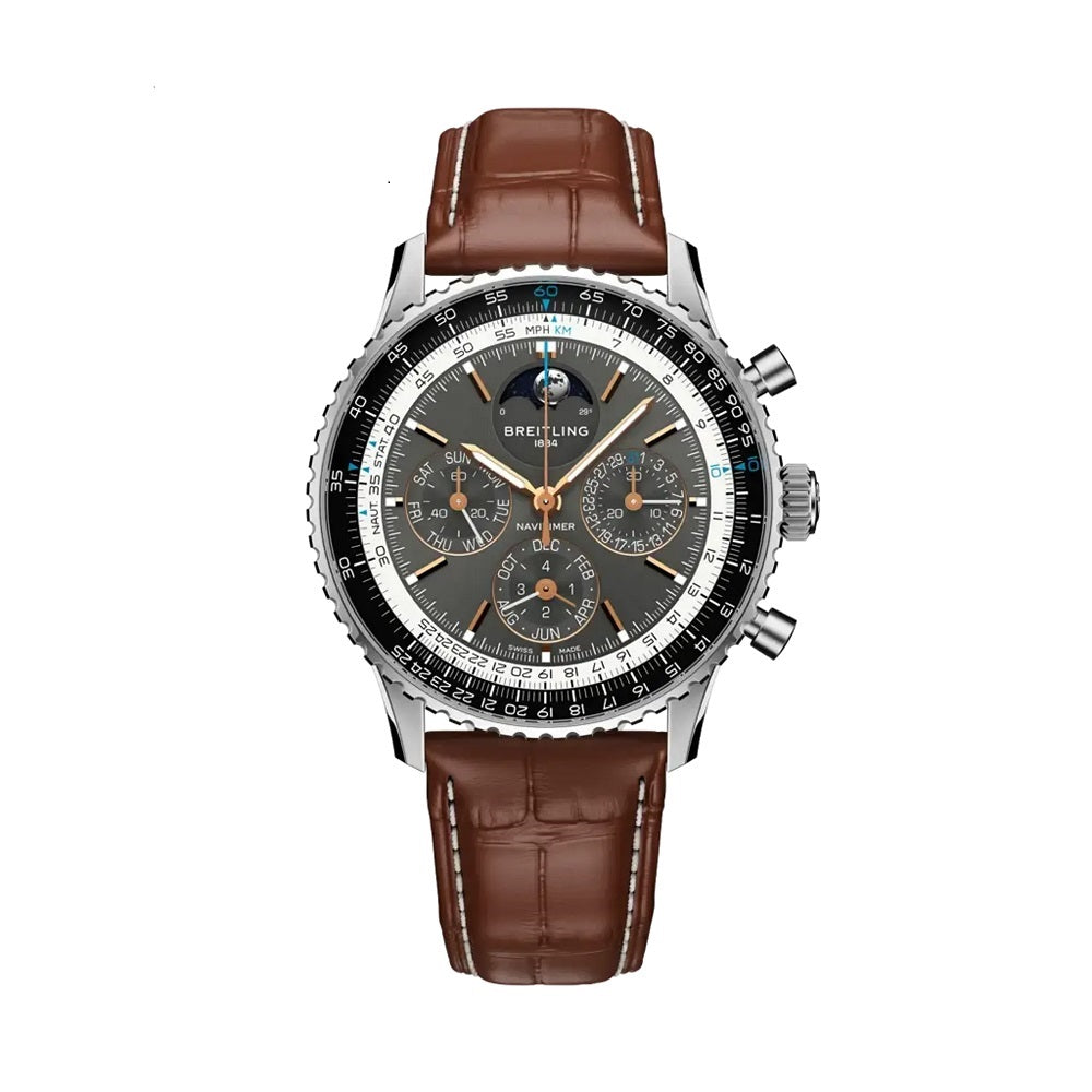 Breitling Navitimer B19 Chronograph 43 Perpetual Calendar, Stainless Steel and Platinum, 43mm, Ref# PB1921251B1P1