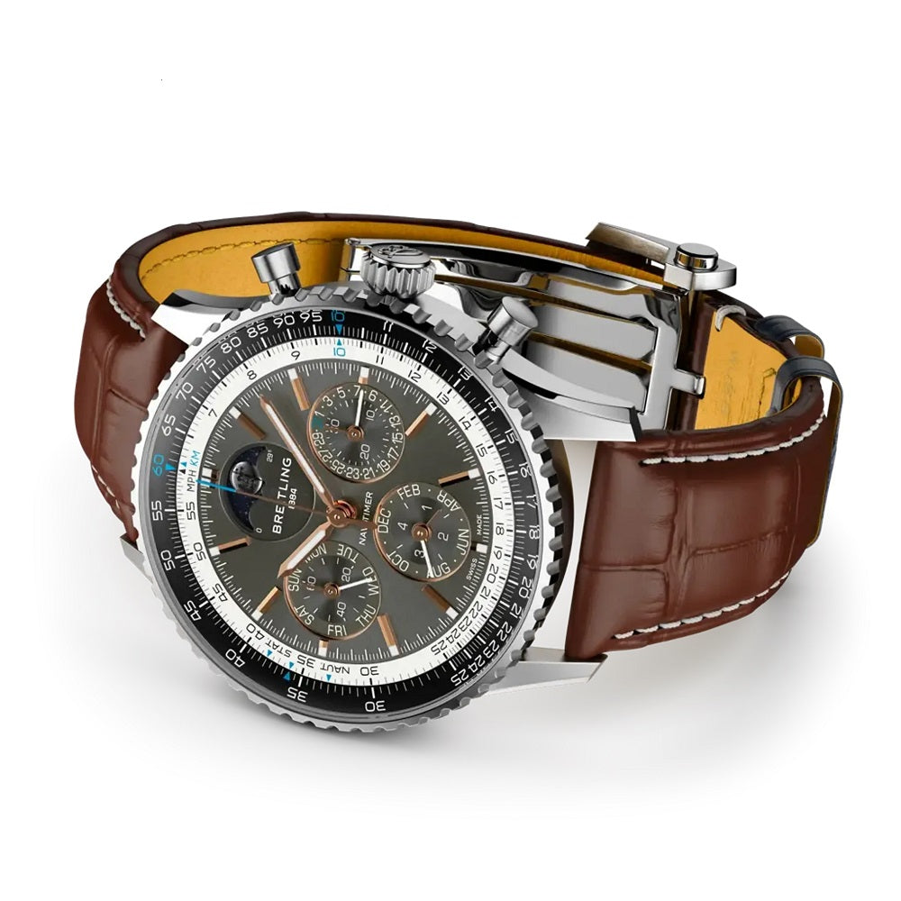 Breitling Navitimer B19 Chronograph 43 Perpetual Calendar, Stainless Steel and Platinum, 43mm, Ref# PB1921251B1P1, Main view