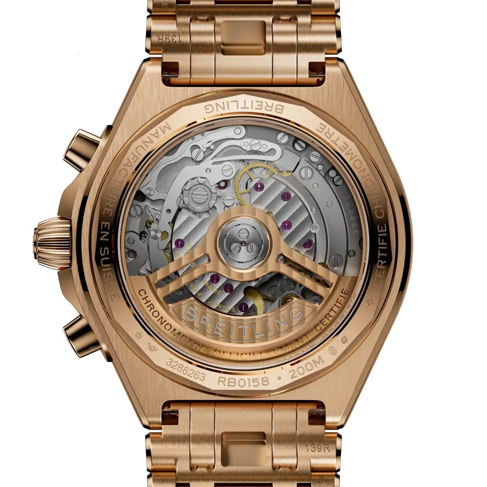 Breitling Chronomat B01 Chronograph 42, 18k Red Gold, Ref# RB0158101Q1R1, Back
