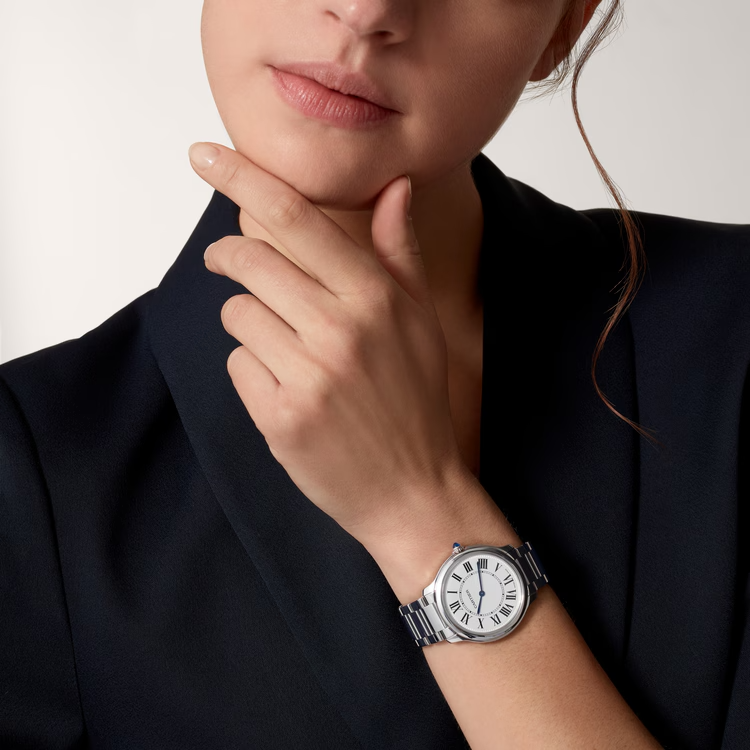 Unworn Cartier Ronde Must de Cartier, Stainless Steel, 36mm, Ref# WSRN0034, Watch on Women hand
