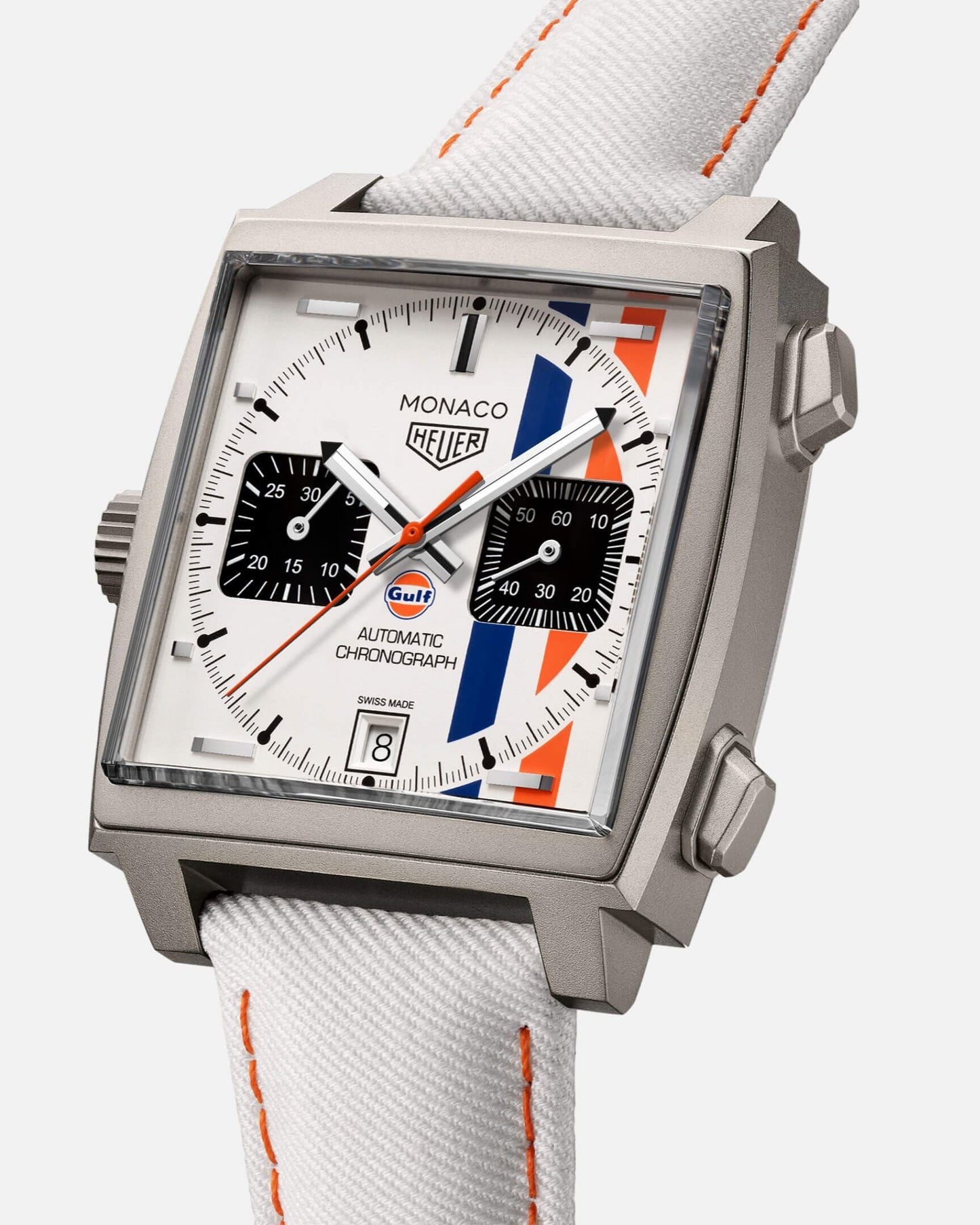 TAG Heuer Monaco Chronograph x Gulf Automatic, Titanium, 39mm, Ref# CAW218G.EB0393, Main view