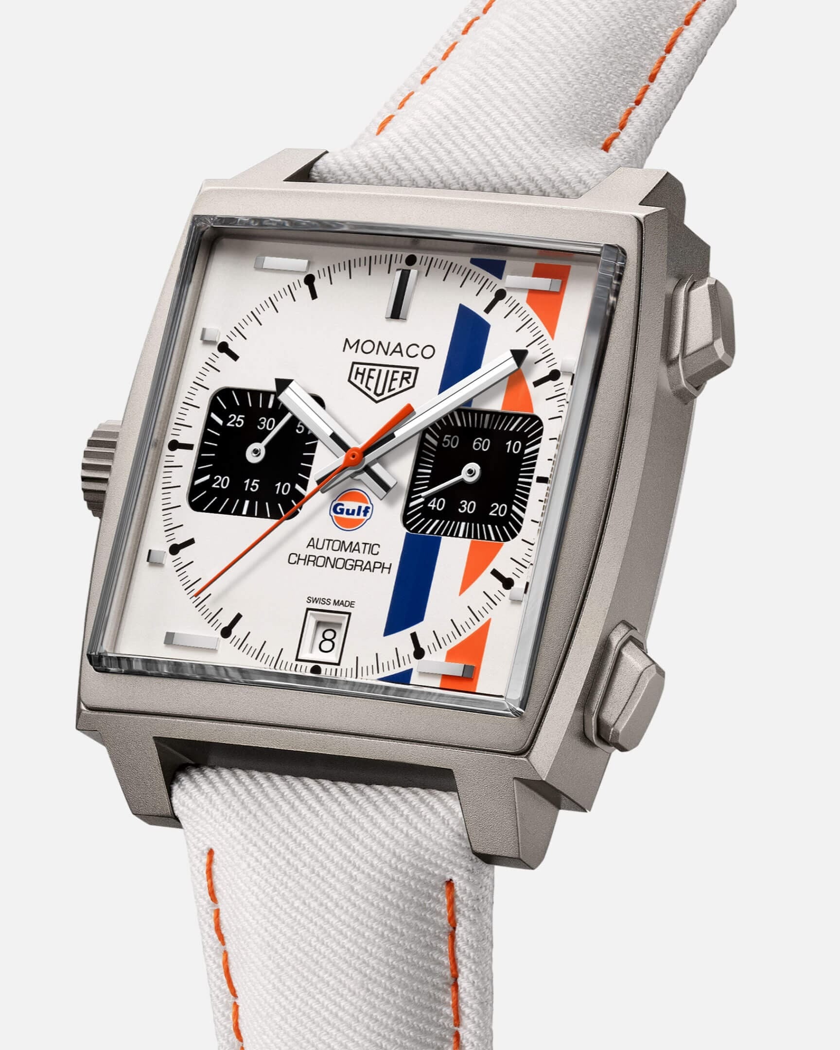 TAG Heuer Monaco Chronograph x Gulf Automatic, Titanium, 39mm, Ref# CAW218G.EB0393, Main view