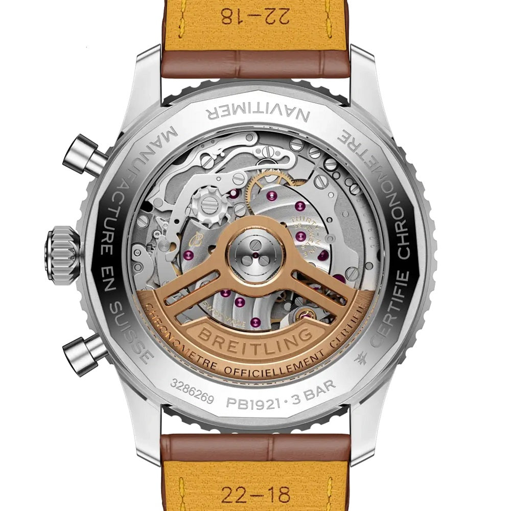 Breitling Navitimer B19 Chronograph 43 Perpetual Calendar, Stainless Steel and Platinum, 43mm, Ref# PB1921251B1P1, Back