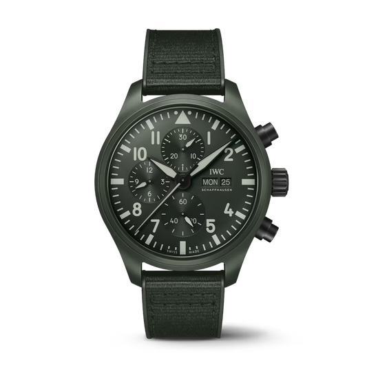 Unworn IWC Pilot’s Watch Chronograph TOP GUN Edition “Woodland”, Ceramic, Black DLC Titanium, 44,5mm, Ref# IW389106