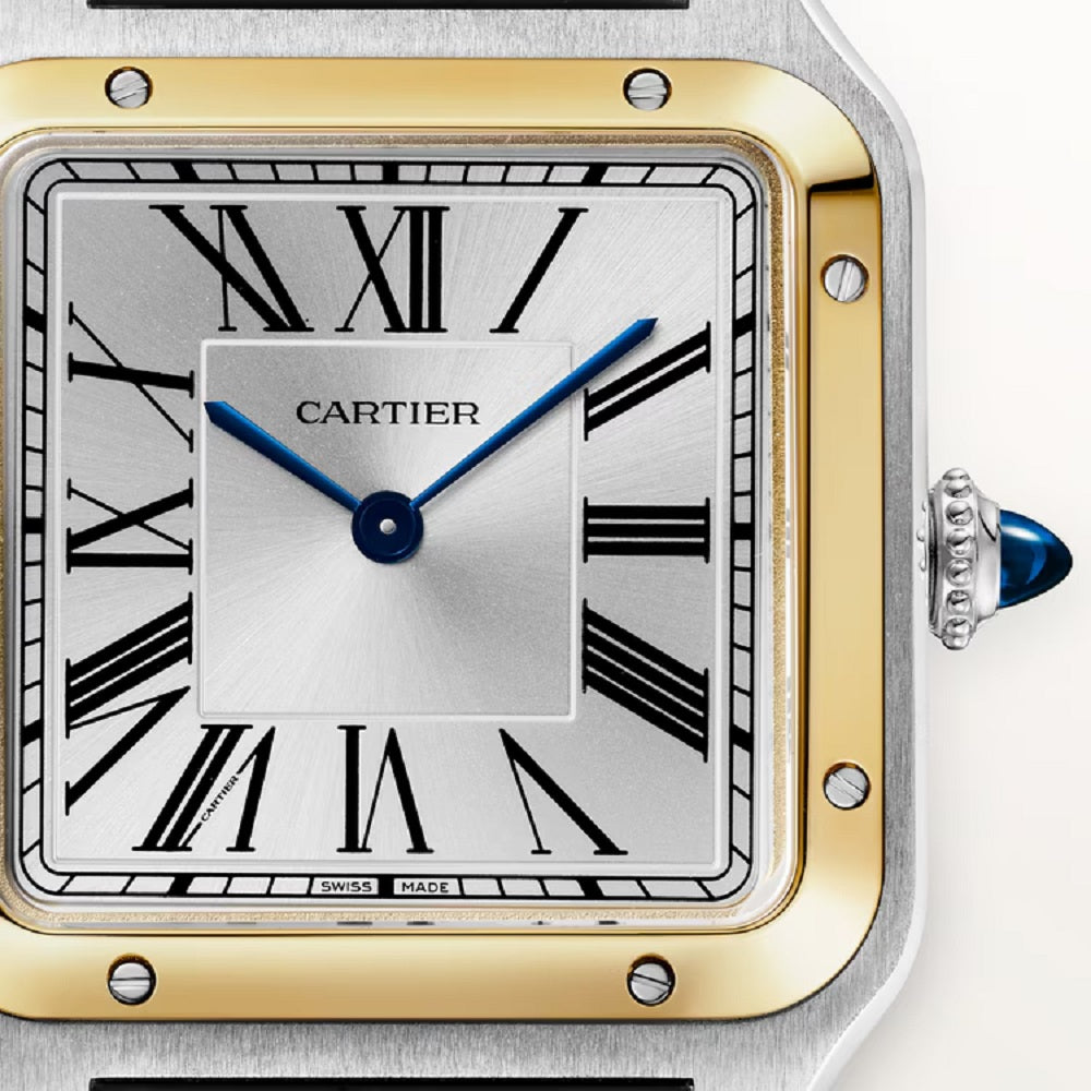 Cartier Santos-Dumont de Cartier, Stainless Steel and 18k Yellow Gold, 43.5mm x 31.4mm, Ref# W2SA0046, Dial