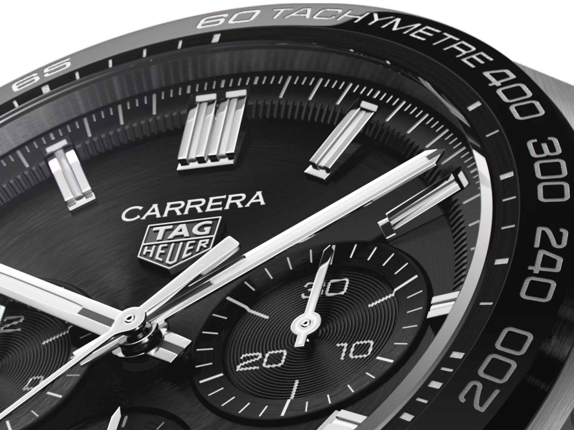 Unworn TAG Heuer Carrera Chronograph, Stainless Steel and Ceramic, 44mm, Ref# CBN2A1B.BA0643, Dial
