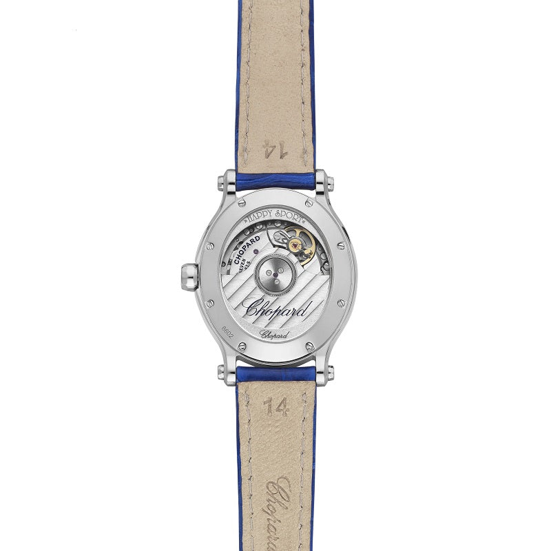 Chopard Happy Sport Oval Automatic, Stainless Steel, 7 floating diamonds, 31.3mm x 29mm, Ref# 278602-3001, Back
