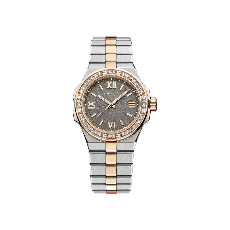 Chopard Alpine Eagle 33, 18k ethical Rose Gold, Lucent Steel™ and 36 Diamonds, 33mm, Ref# 298617-6002