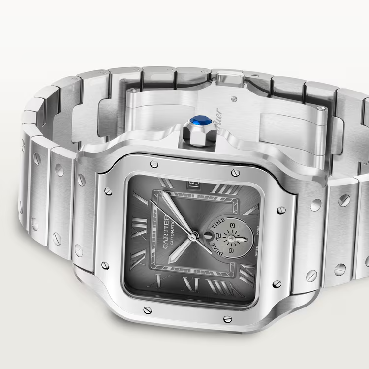 Unworn Cartier Santos de Cartier Dual Time, Stainless Steel, 40.2mm, Ref# WSSA0076, Front