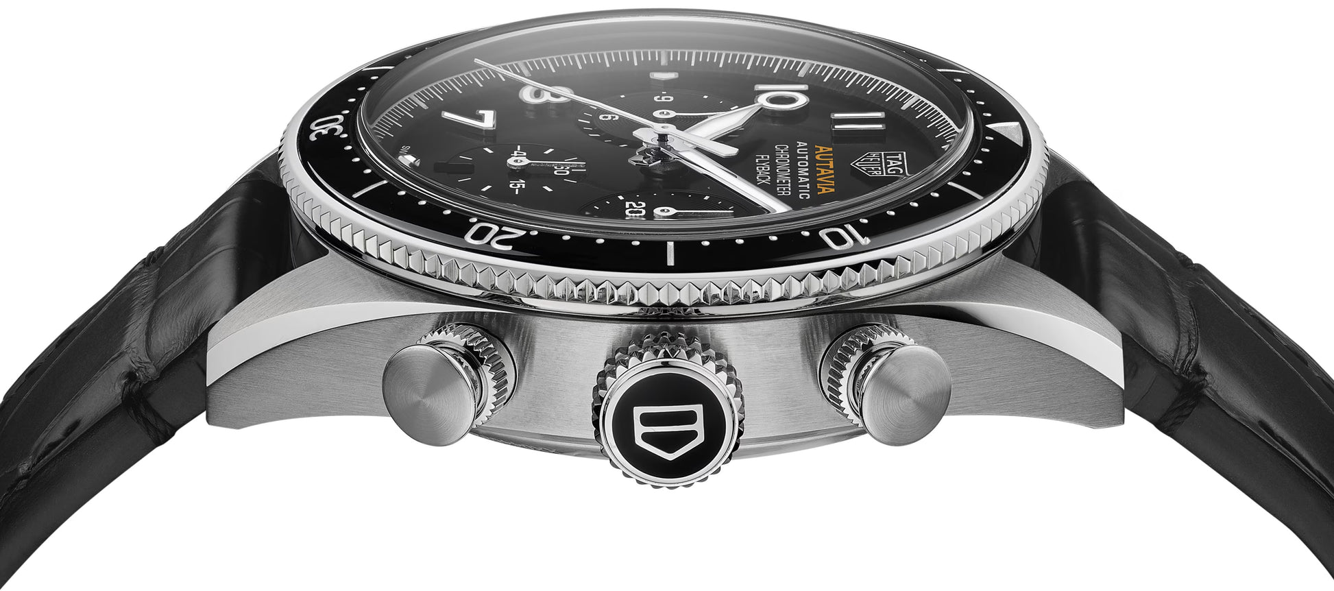 TAG Heuer Autavia Flyback Chronometer, 42 mm, Stainless Steel and ceramic, Ref# CBE511A.FC8279, Side