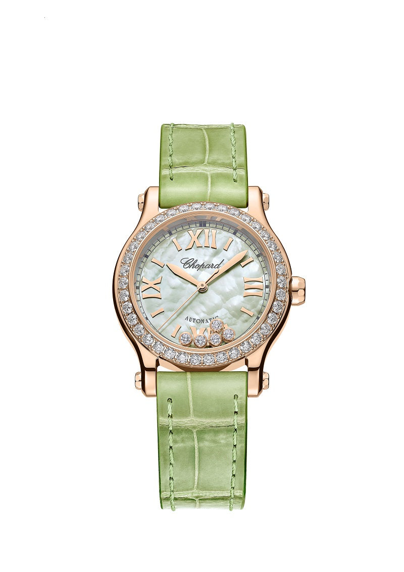 Chopard Happy Sport, 18k Rose Gold, 5 floating diamonds, 30mm, Ref# 274893-5016