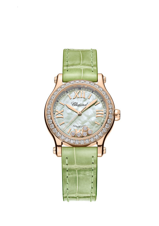 Chopard Happy Sport, 18k Rose Gold, 5 floating diamonds, 30mm, Ref# 274893-5016