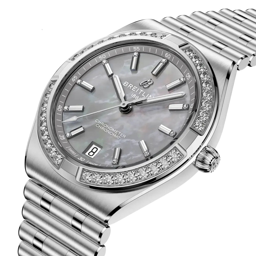 Breitling Chronomat Automatic 36, Stainless Steel and Diamonds, Ref# A10320591G1A1, Dial