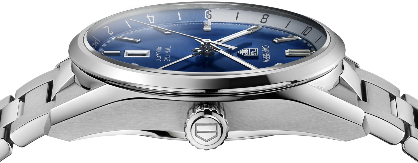 TAG Heuer Carrera Twin-Time Calibre 7 GMT, Stainless Steel, 41mm, Ref# WBN201A.BA0640, Side