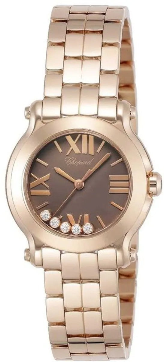 Unworn Chopard Happy Sport, 18k Rose Gold, 5 floating diamonds, 30mm, Ref# 274189-5004