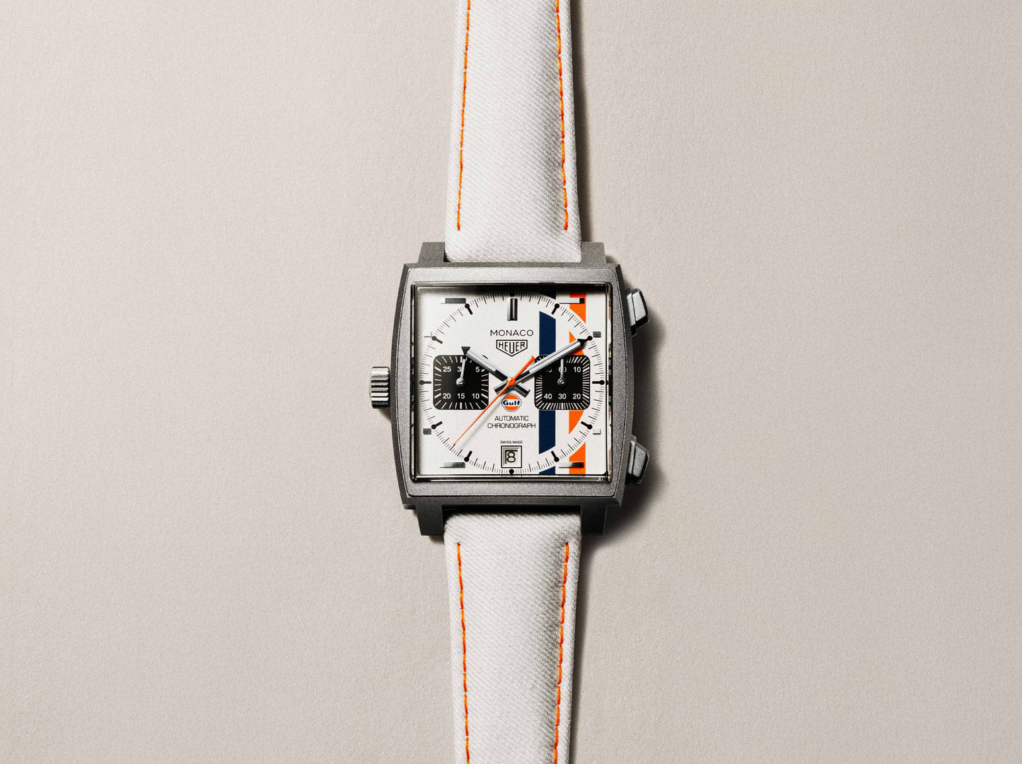 TAG Heuer Monaco Chronograph x Gulf Automatic, Titanium, 39mm, Ref# CAW218G.EB0393, Main view 2