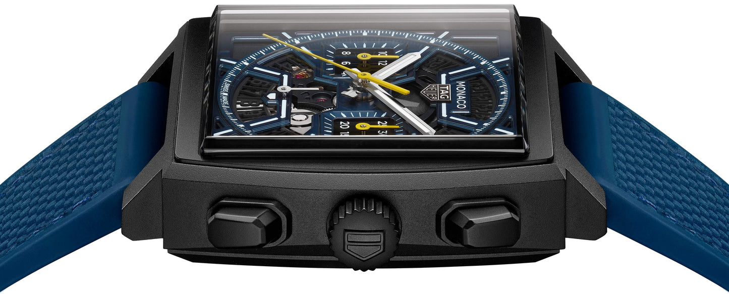 TAG Heuer Monaco Chronograph Skeleton, Black DLC Titanium, Automatic, 39mm, Ref# CBL2188.FT6261m Side