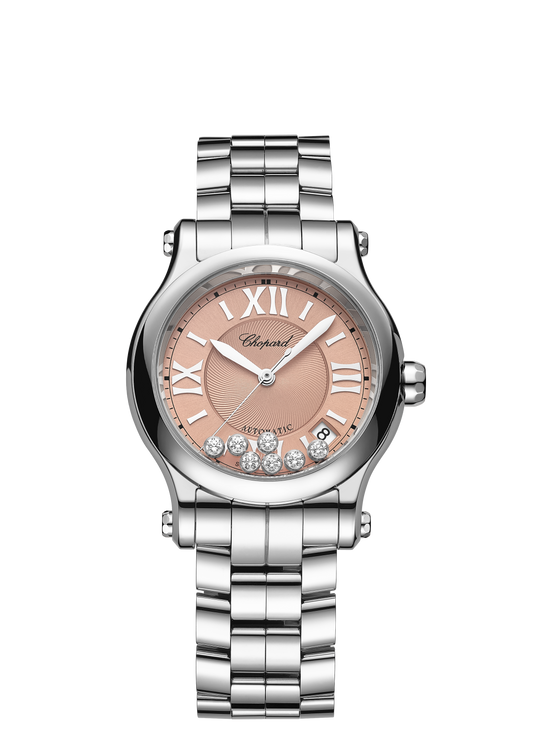 Unworn Chopard Happy Sport, Stainless Steel, 7 floating diamonds, 36mm, Ref# 278559-3025