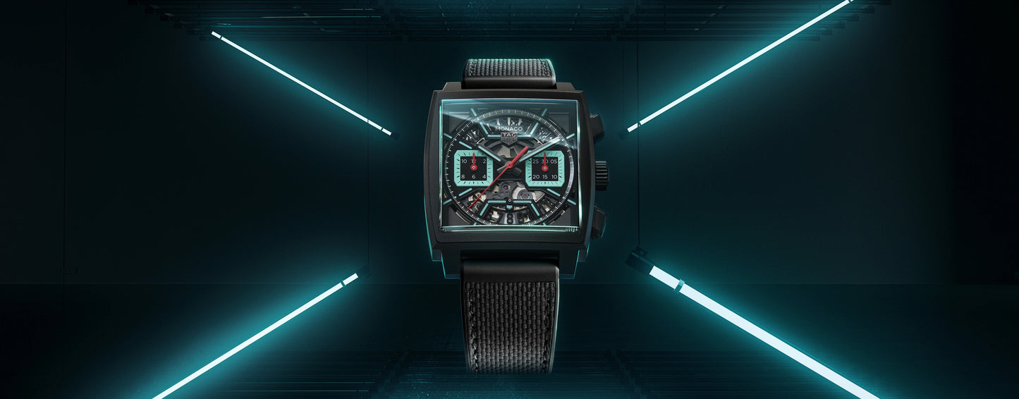TAG Heuer Monaco Chronograph Skeleton, Black DLC Titanium, Automatic, 39mm, Ref# CBL2184.FT6236, Nain view