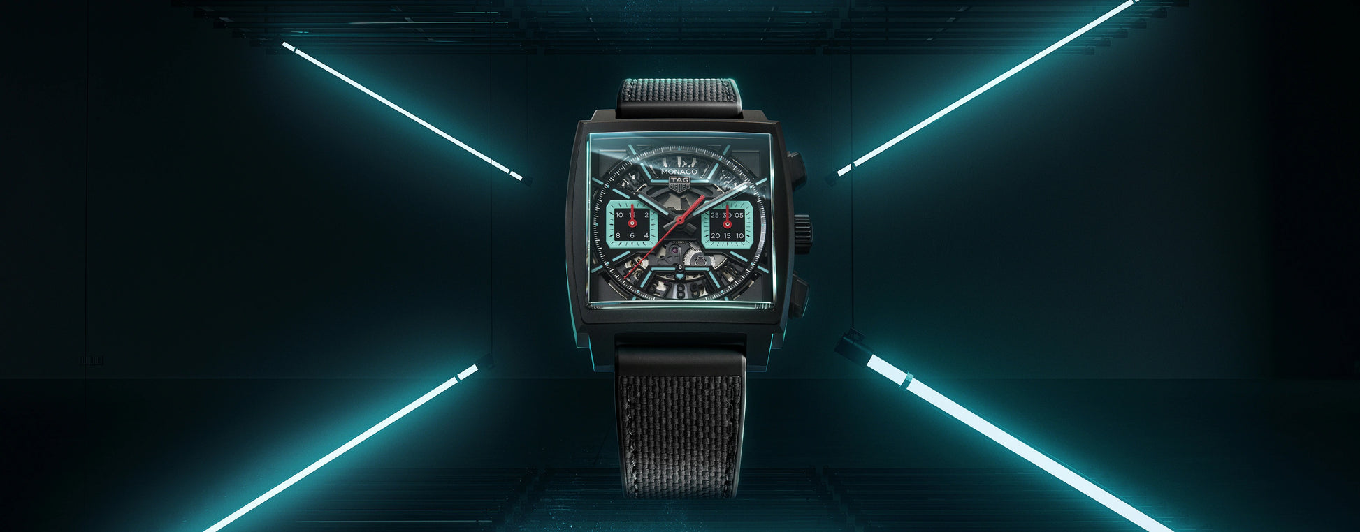 TAG Heuer Monaco Chronograph Skeleton, Black DLC Titanium, Automatic, 39mm, Ref# CBL2184.FT6236, Nain view