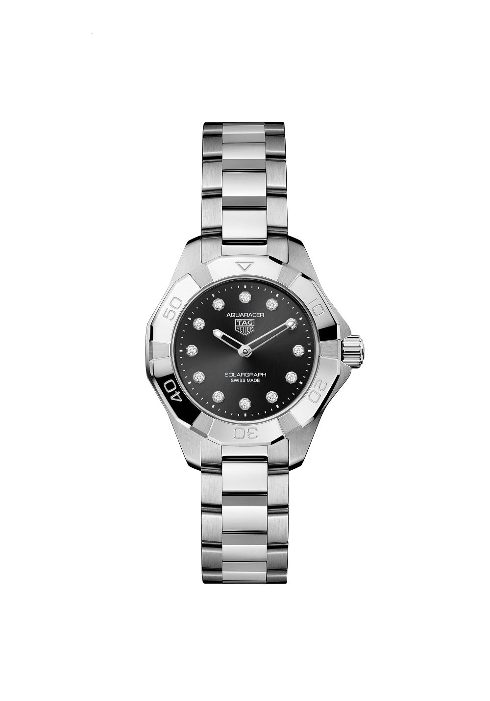 TAG Heuer Aquaracer Professional 100 Solargraph, Stainless Steel and Diamonds set, Solar Quartz, 28 mm, Ref# WBP141G.BA0049