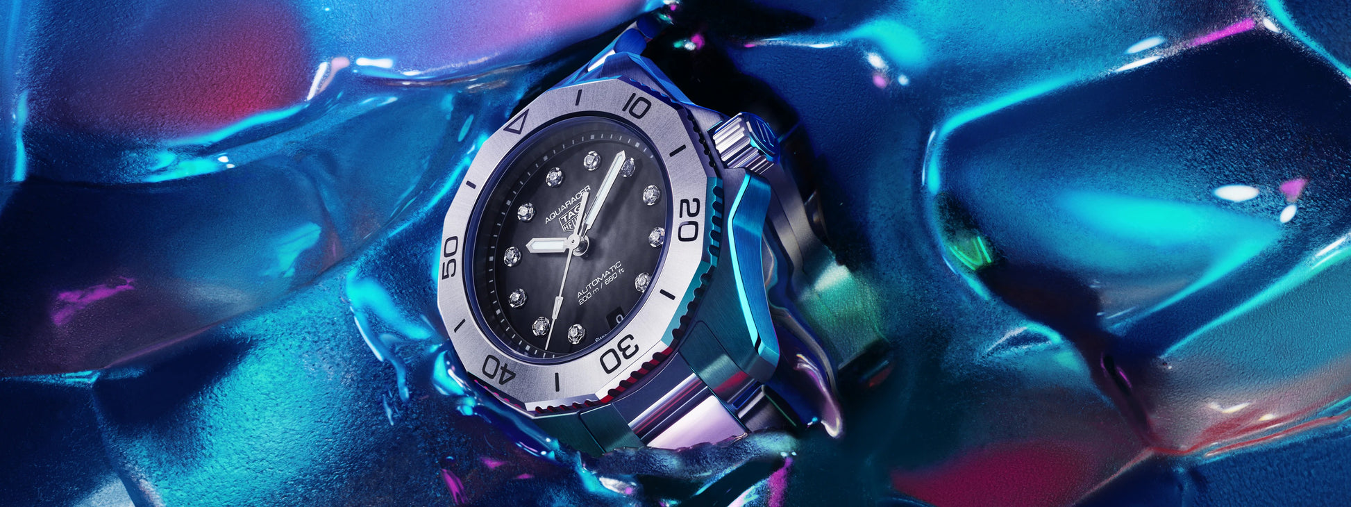 TAG Heuer Aquaracer Professional 200 Date, 30mm, Stainless Steel and 11 Diamonds, Ref# WBP2410.BA0622, Watches