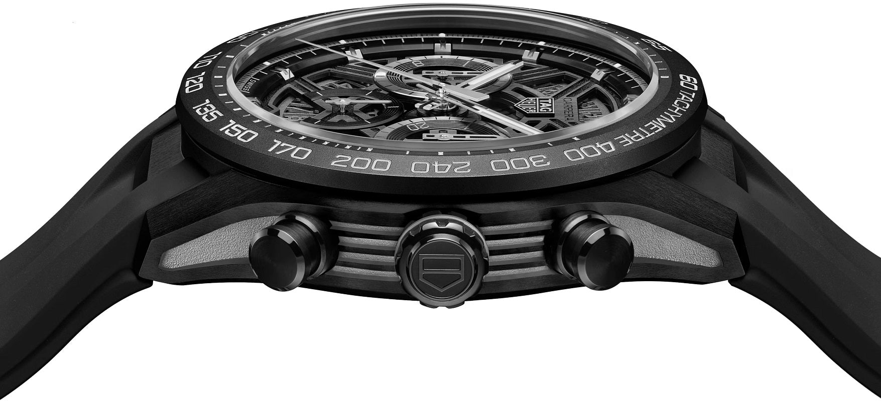 TAG Heuer Carrera Chronograph Extreme Sport, Titanium coated with black DLC, 44mm, Ref# CBU2080.FT6272, Crown and buttons