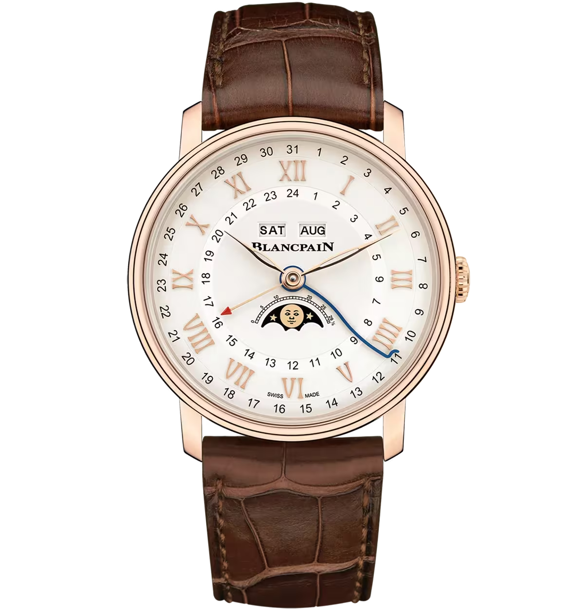 Blancpain Villeret Quantième Complet Phases de Lune GMT, 18k Rose Gold, 40mm, Ref# 6676-3642-55b